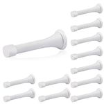 HOMOTEK 12 Pack Spring Door Stops,3-1/8” Heavy Duty Door Stop - Flexible Spring Door Stopper with Low Mounted White Rubber Bumper Tips, White