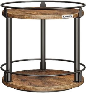 YATINEY Lazy Susan Organizer, Rotating Spice Rack, 2 Tier Spice Turntable Organizer, Industrial Turntable Spice Holder, for Kitchen Countertop and Cabinet, Compact and Versatile, Rustic Brown SR22BR
