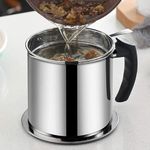 Dhanurdhar Oil Strainer Pot Grease Can - Stainless Steel Cooking Grease Container,Reuse Oil Storage Best Oil Shaver Can Container with Removable Filter Anti-Scalding Handheld