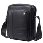 BAIGIO Men's Genuine Leather Cross Body Bag Casual Messenger Satchel Side Bag for Wallet Purse Mobile Phone Keys Black