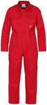 Castle Clothing 333/RD-32 32-Inch Tearaway Junior Coverall Boilersuit - Red, 11-12 Age