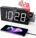 Projection Alarm Clock on Ceiling,Digital Clock for Bedroom with Battery Backup,7”Large Display,USB Charger,Dimmer,180° Rotatable Projector,12/24H,Snooze,DST,Loud Alarm Clock for Kids,Adults,Elders