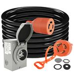 Finderomend 30 Amp Generator Cord and 30 Amp Generator Inlet Box Kit,NEMA L14-30P to L14-30R Power Extension Cord and 125V/250V 7500W Twist Lock Cord Plug for Outdoor Use,ETL Listed (25FT)