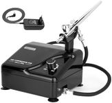 Timbertech Professional Airbrush Kit with Multi-Functional Compressor AS-207K, Dual-Action Airbrush for Tattoo, Model Art, Cake Decoration, Nail Painting, Automotive Graphic