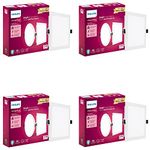 PHILIPS 15W Square AP Plus UltraGlow LED DL Recessed LED Panel Ceiling Light (Pack of 4, Cool Day Light) (929002629401-Pk4)