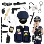 JOYIN 14 Pcs Police Pretend Play Toys, Police Costume Accessories with Hat and Uniform Outfit, Police Equipment for Halloween Dress Up Party, Police Officer Costume, Role-playing