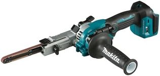 Makita 18V LXT Brushless 3/8" x 21" Belt Sander, Variable Speed, Electric Brake, Adjustable Arm 90°–160°, LED Light, Dust Port, Cordless High-Power Sanding, Tool Only