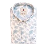 Indi Class Men's Leaf Print Cotton Fabric Full Sleeve Shirt (Medium, Light Blue Leaf)