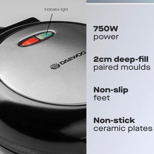 Daewoo Deep Fill Omelette Maker – Dual Non-Stick Plates, 750W Electric Cooker