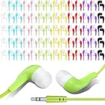 100 Pack Earphones Bulk Kids Ear Earbud Headphones for Classroom School, Compatible with Most 3.5 mm Interface (Multicolor)