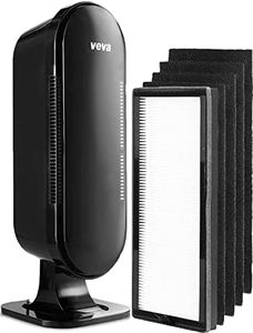 VEVA 8000 Black Air Purifier for Home, Pets Hair, Dander, Large Room, 325 Sq Ft., HEPA Filter & 4 Premium Activated Carbon Pre Filters Removes Allergens, Smoke, Dust, Pet & Odor for Home & Office