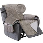 Turquoize Newest Soft Velvet Recliner Slipcover for Living Room, Washable 1 Seat Recliner Chair Furniture Protector Covers with Side Pocket for Kids/Pets, (Large Recliner, Taupe)