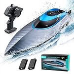 4DRC S3 RC Boat,High Speed 2.4GHz Racing Boats,Self Righting Remote Control Boat for Pools & Lakes with LED Light, 30+ MPH,2 Battery, Pool Toys for Kids, Radio Controlled Watercraft,Blue