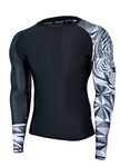 HUGE SPORTS Wildling Series UV Protection Quick Dry Compression Rash Guard Jiu Jitsu BJJ MMA Rashguard(Tiger,L)