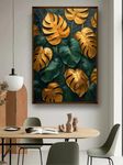 Artsense Wood abstract leaves Painting For Wall Decoration Abstract Wall art For Living Room Big Size Painting With Frame-Multicolor -20X30 Inches/(50X71Cm)