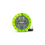 STATUS 2 Socket Cable Reel 5m Green Extension Lead 13A with Thermal Cut Out Heavy Duty Outdoor Extension Lead S5M13ACR3