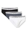 Calvin Klein Men’s 3-Pack of Briefs Hip Briefs 3 PK with Stretch, Black/White/Turbulence, L [Amazon Exclusive]