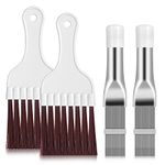 4 in 1 Set Air Conditioner Condenser Fin Comb, 2 AC Coil Cleaner Stainless Steel Fin Comb with 2 Evaporator Radiator Cleaning Whisk Brush