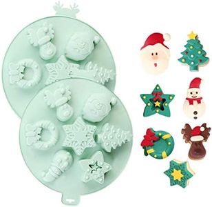 2 Pack Christmas Silicone Molds, Non-Stick Chocolate Jello Baking mold for Party Xmas Gift, with Christmas Tree Santa Snowman Shape Fondant Mold