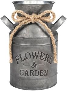 Belle Vous Vasetto Latta per Fiori Rustico - L11,3 x A 19 cm - Contenitore Latte Vintage Shabby Chic Galvanizzato - Vaso Shabby Decorativo per la Casa/Matrimonio e Piante