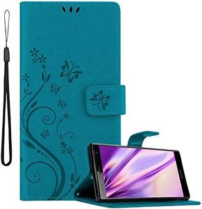 Cadorabo Custodia Libro per Sony Xperia XZ2 in BLU FIORE – in Design di Fiore con Chiusura Magnetica, Funzione Stand e 3 Vani di Carte - Portafoglio Cover Case Wallet Book Etui Protezione