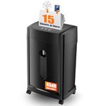 15-Sheet Cross-Cut Paper Shredder, Ultra-Quiet 45dB, 8-Gallon Pullout Bin, Shreds Paper, Credit Cards, CDs & Staples, High Security, Shredders for Home Office Heavy Duty, Efficient & Easy to Use