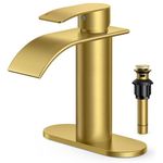 FORIOUS Bathroom Faucet, Single Handle Bathroom Faucet, Bathroom Sink Faucet Stainless Steel Single Hole Lavatory Faucet, Bathroom Vanity Faucet with Pop Up Drain (One or 3 Hole), Brushed Gold