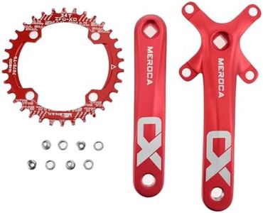 PETCHOR Square Taper Crankset MTB, Mountain Bike Single Speed Crankset, Bicycle Crank Arm Set 170mm 104BCD, 34T Chainring & Bolts, Red