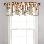 Lush Decor Weeping Flower Light Filtering Valance, 52" W x 18" L + 2" Header, Turquoise & Tangerine - Floral Curtains - Valance Curtains - Bathroom & Kitchen Valances for Windows - Farmhouse Decor