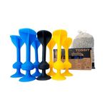 TOSSIT Game Set - Indoor, Outdoor Suction Cup Throwing Party Game - Family Friendly - Single Set Blue Yellow - Portable Fun That Sucks!