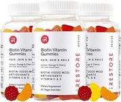 iRestore Hair Gummy Vitamins, Vegan Biotin Gummies for Hair Skin and Nails, Hair Gummies, Biotin Gummies for Hair Growth Biotin Vitamins for Women & Men, Biotin 10,000mcg, 3PK