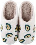 QQGB Women's Men's Cute Fuzzy Heart Slippers Memory Foam Fluffy Couple Slippers Cozy House Slippers Indoor Outdoor Shoes, Avocado, 7.5-8 Women/6.5-7 Men