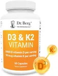 Dr. Berg D3 K2 Vitamin 5000 IU w/MCT Powder - Includes 50 mcg MK7 Vitamin K2, Purified Bile Salts, Zinc & Magnesium for Ultimate Absorption - K2 D3 Vitamin Supplement - 60 Capsules