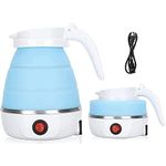 MICOKAY Portable Electric Kettle, Travel Foldable Kettle with Silicone Electric, Insulation Heating Boiler Tea Pot for Camping, 600ml (Blue)