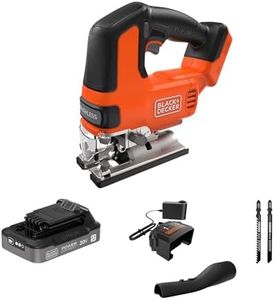 BLACK+DECKER 20V MAX Brushless Cordless JigSaw Kit with 2.5Ah Battery and Charger, 24T Steel Blade, 6T Wood Blade, Up to 82 Ft per Charge, 1 In. Stroke, Variable Speed, LED, PowerConnect (BLJS78E1)