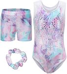 SEAUR Dance Leotard for Girls Gymnastics with Hair Scrunchie Colorful Ballet Dancewear Sleeveless Kids Girl Tumbling Clothes Color-05 8