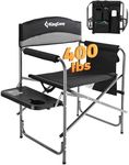 KingCamp Directors Chairs Folding Oversize Camping Chairs for Adults 20.86 in Wide Seat for Heavy People with Table Supports up to 396 LBS(Grey)