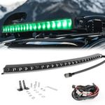 COLIGHT 50 inch LED Light Bar Curved Single Row 240W 80000LM 6500K Driving Light DRL Green Ambient Light Flood Beam with Wiring Harness for 12V Truck Off-Road Car ATV UTV Marine