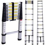 GOBBLER 4.4m (14.5 ft) Portable & Compact Ultra-Stable Aluminium Telescopic Ladder Multipurpose Step Ladder for Home & Outdoor use; 14 Step (GB-TL15)