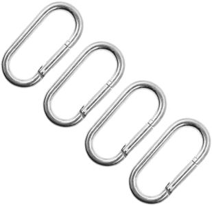 Oval Carabiner Clips,TTZEZE Iron Spring Snap Hooks,Galvanized Locking Carabiners,Heavy Duty O Shape Carabiners,Key Rings Chain Connectors for Outdoor and Indoor Use 80mm/3.15'' - 4PCS