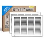 [2 Pack] Fits 16x10 Duct Opening | Steel Return Air Grille by Handua | Vent Cover Grill for Sidewall and Ceiling | White | HVAC Cold Air Intake Grille | Outer Dimensions: 17.75"W X 11.75"H