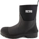 Savage Island Arran Short Neoprene Wellington Boots - Insulated Rubber Warm Waterproof Wellies in Black & Green