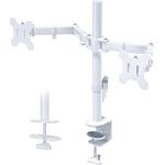 BONTEC Dual Monitor Stand for 13-27 inch Screens, Ergonomic Desks Mount, Height Adjustable Arm Bracket Tilt 90° Swivel 180° Rotate 360°, VESA 75/100 White