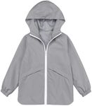 MODAFANS Boys Girls Rain Jacket Waterproof lined Hooded RainCoats Windbreaker 6-7T Grey