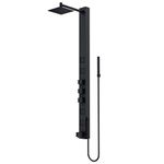 VIGO Bowery Matte Black Full-Body Shower System | Shower Panel System with Rain Shower, Massage Jets, Hand Shower, and Tub Filler | Square Rainfall Shower System with 4 Body Shower Jets