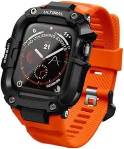 ULTIMAL Bands Case Compatible with Apple Watch Ultra 2/1 49mm for Men, Rugged Sports Band with Tough Shockproof Bumper Case, Heavy Duty Replacement Band (Black/Orange)