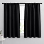 RYB HOME Bedroom Blackout Curtains - Black Curtains Solar Light Block Insulated Drapes Energy Saving for Bedroom Dining Living Room, 42 x 45 inches Long, Black, Set of 2