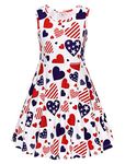 JESKIDS Girls Summer Dress Patriotic 4th of July American Flag Dresses, Heart, 6-7 Years