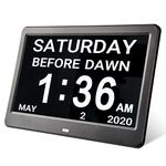 Yescom 10" Digital Day Clock with Large Display 8 Alarm Dementia Calendar Clock for Elderly Senior Vision Impaired Black