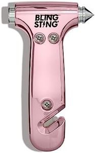 BLINGSTING Safety Hammer - Emergency Automotive Escape Tool with Window Breaker, Seat Belt Cutter & Adjustable Car Visor Strap - Tempered Glass Breaker - Steel Blade - Blush Rose Pink (1 Count)